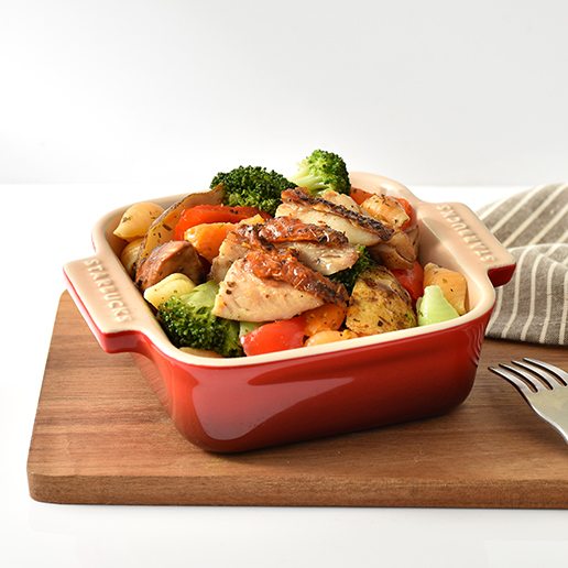<h1 class='title_cn'>香料烤雞溫野菜</h1><h3 class='title_en'>Warm Pasta Salad with Grilled Chicken</h3>