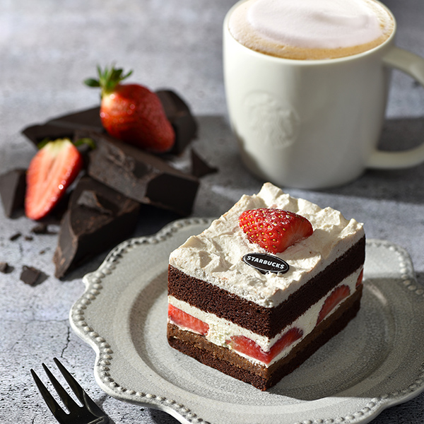 草莓巧克力蛋糕;;中杯那堤或中杯香草風味紅茶那堤