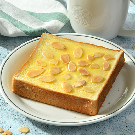 <h1 class='title_cn'>香甜吐司</h1><h3 class='title_en'>Almond & Honey Toast</h3>