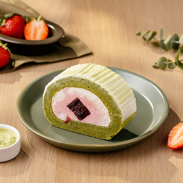 粉櫻抹茶生乳捲;;中杯那堤