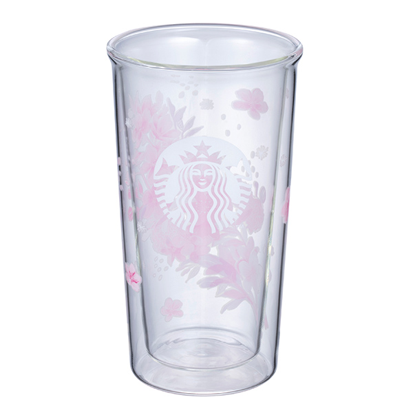 粉櫻花簇雙層玻璃杯