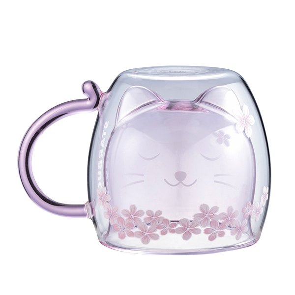 貓咪賞櫻雙層玻璃杯