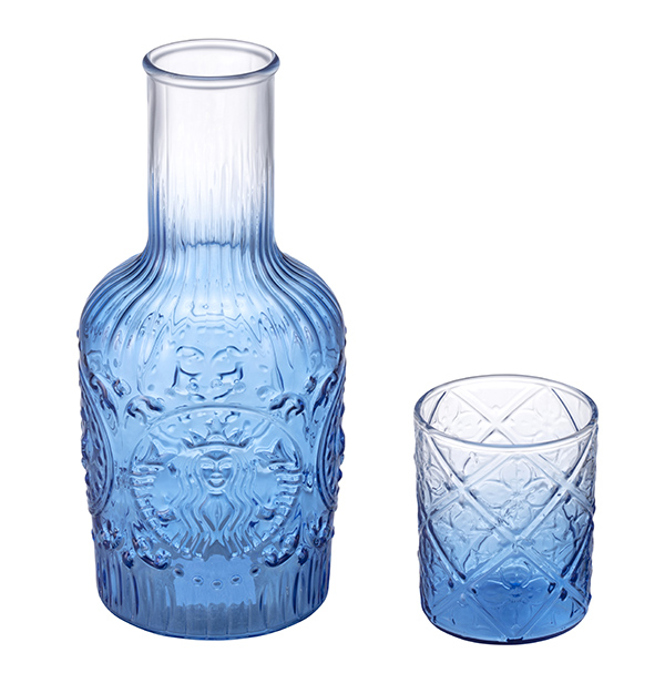 地中海藍玻璃瓶附杯