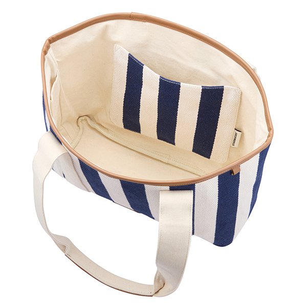 深藍直紋肩背提袋