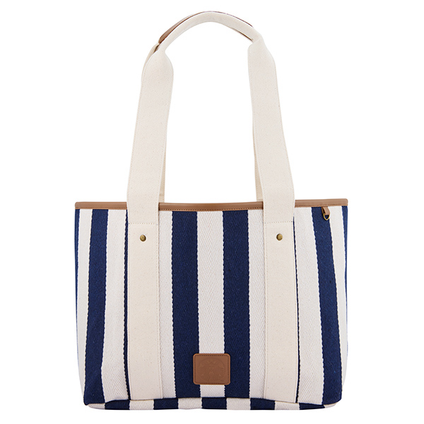 深藍直紋肩背提袋
