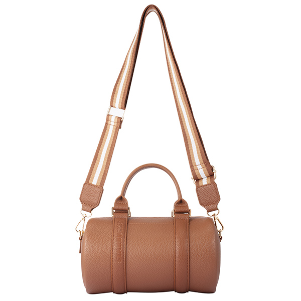 棕皮革圓筒側背包