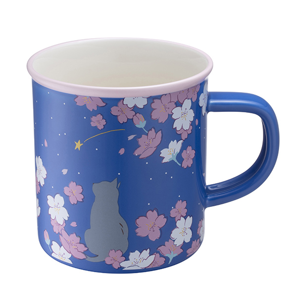 貓咪夜櫻馬克杯