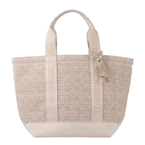 米色仿草編織提袋