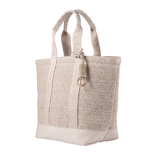 米色仿草編織提袋