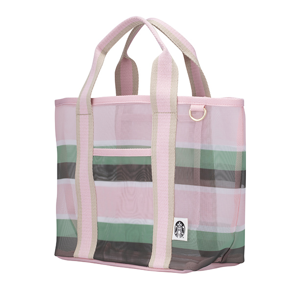 春日條紋網布手提袋
