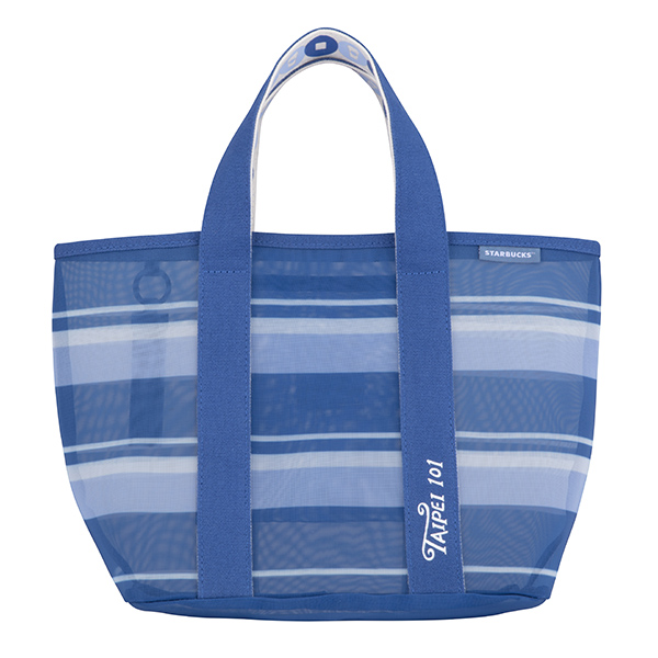 藍彩101條紋網布提袋