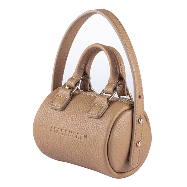 卡其皮革圓筒迷你包