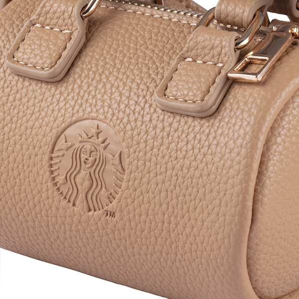 卡其皮革圓筒迷你包