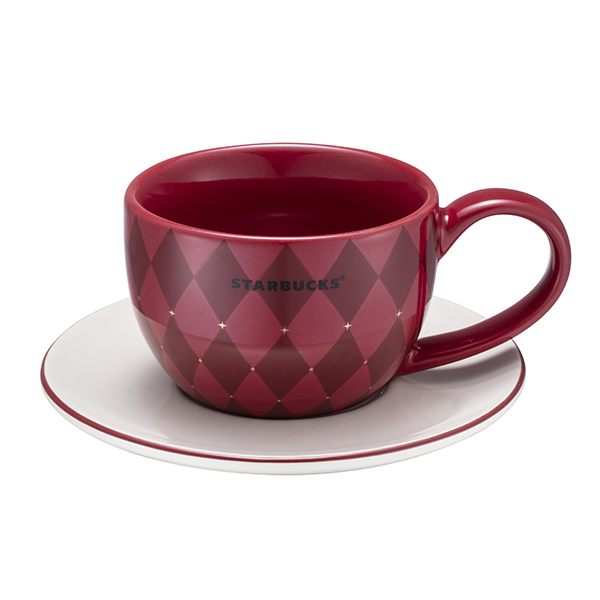 溫馨紅格紋杯盤組