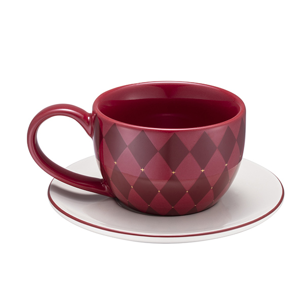 溫馨紅格紋杯盤組