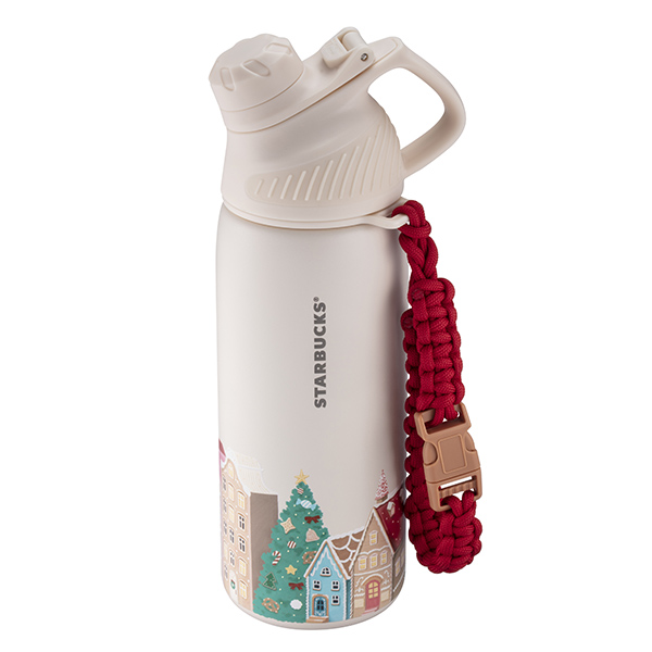 耶誕小屋磁吸掀蓋不鏽鋼水壺