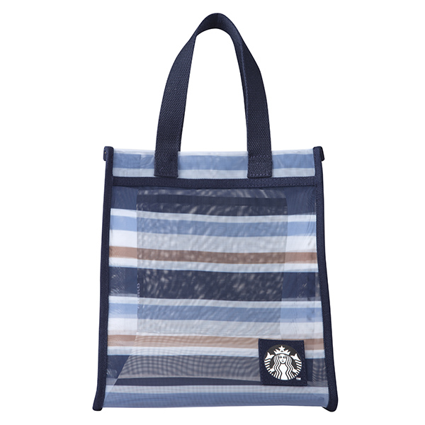 星質感條紋網布手提袋