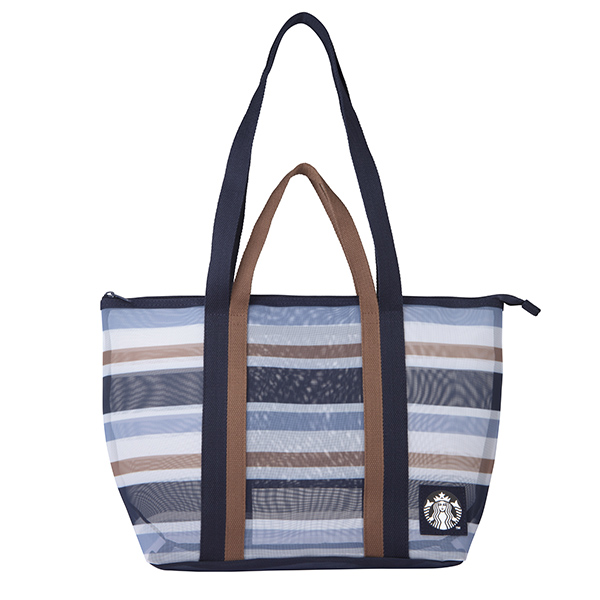 星質感條紋網布提背袋