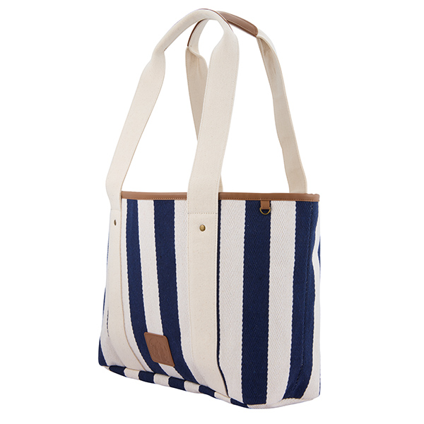 深藍直紋肩背提袋