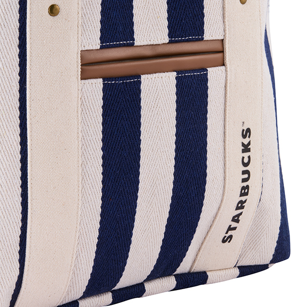 深藍直紋肩背提袋