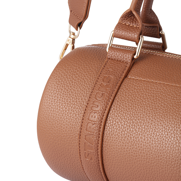 棕皮革圓筒側背包