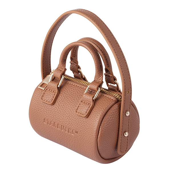 棕皮革圓筒迷你包