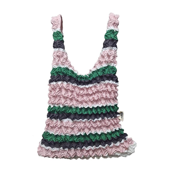 春日條紋輕巧彈性提袋