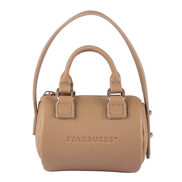 卡其皮革圓筒迷你包